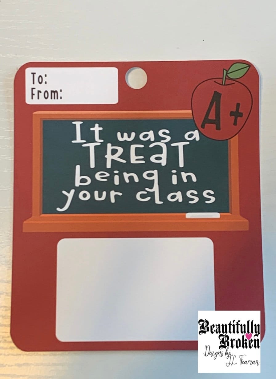 Teacher appreciation card, gift card holder, thank you card, it was a treat being in your class, classroom