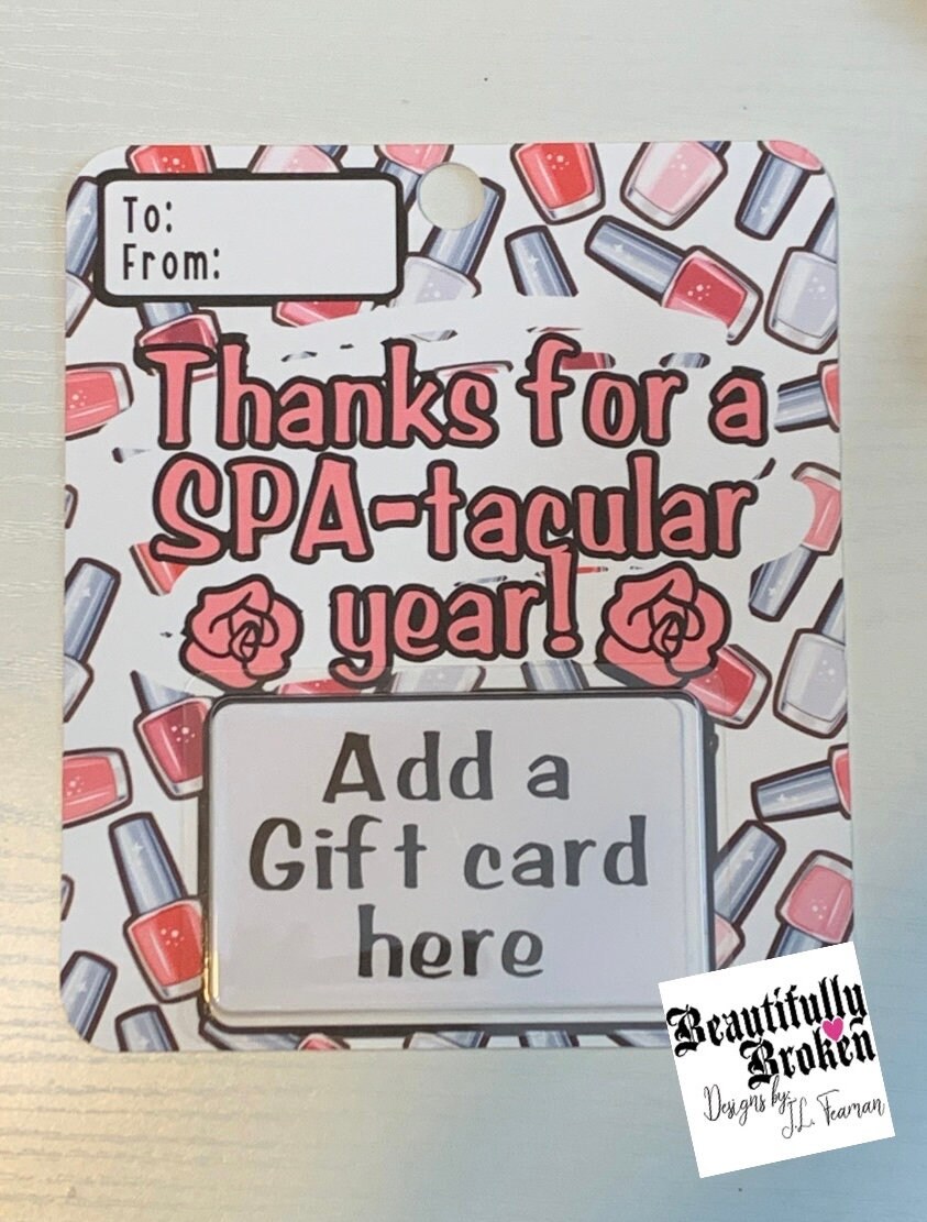 Teacher appreciation card, gift card holder, thank you card, spa themed, thank you for a SPA-tacular year, employee appreciation