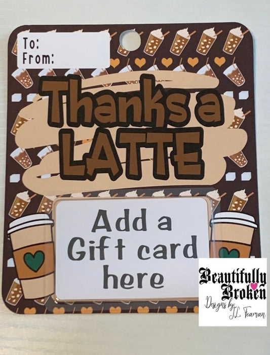 Employee appreciation, Teacher appreciation card, gift card holder, thank you card, coffee themed, thanks a latte, great teacher gift,