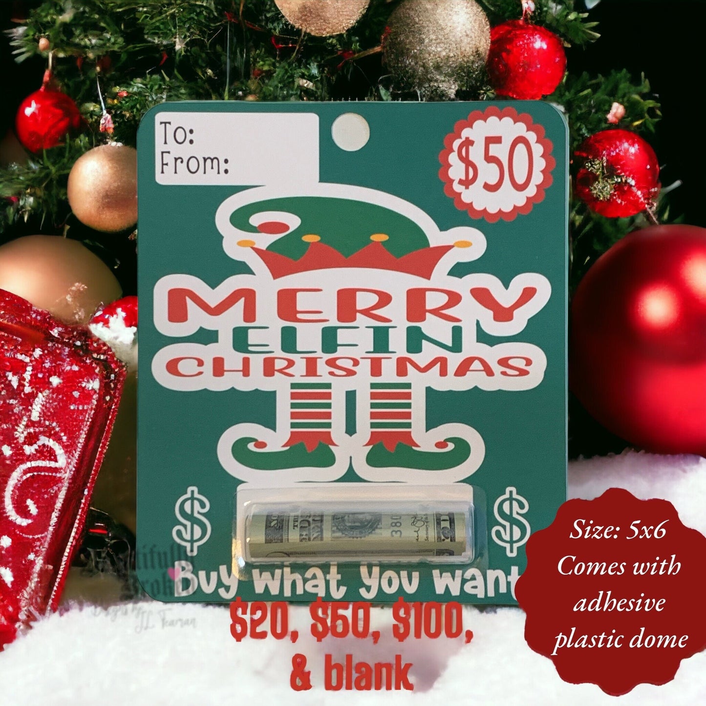 Merry Elfin Christmas fun/creative/sarcastic money holder Christmas gift. Money not included. Available in 20, 50, 100, or blank money card