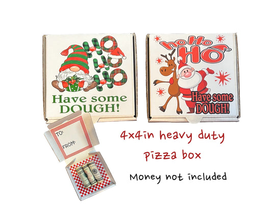 Ho, ho, ho, have some dough - fun/creative money holder gift.  Money not included. Christmas money gift, Santa, gnome, pizza box, money card