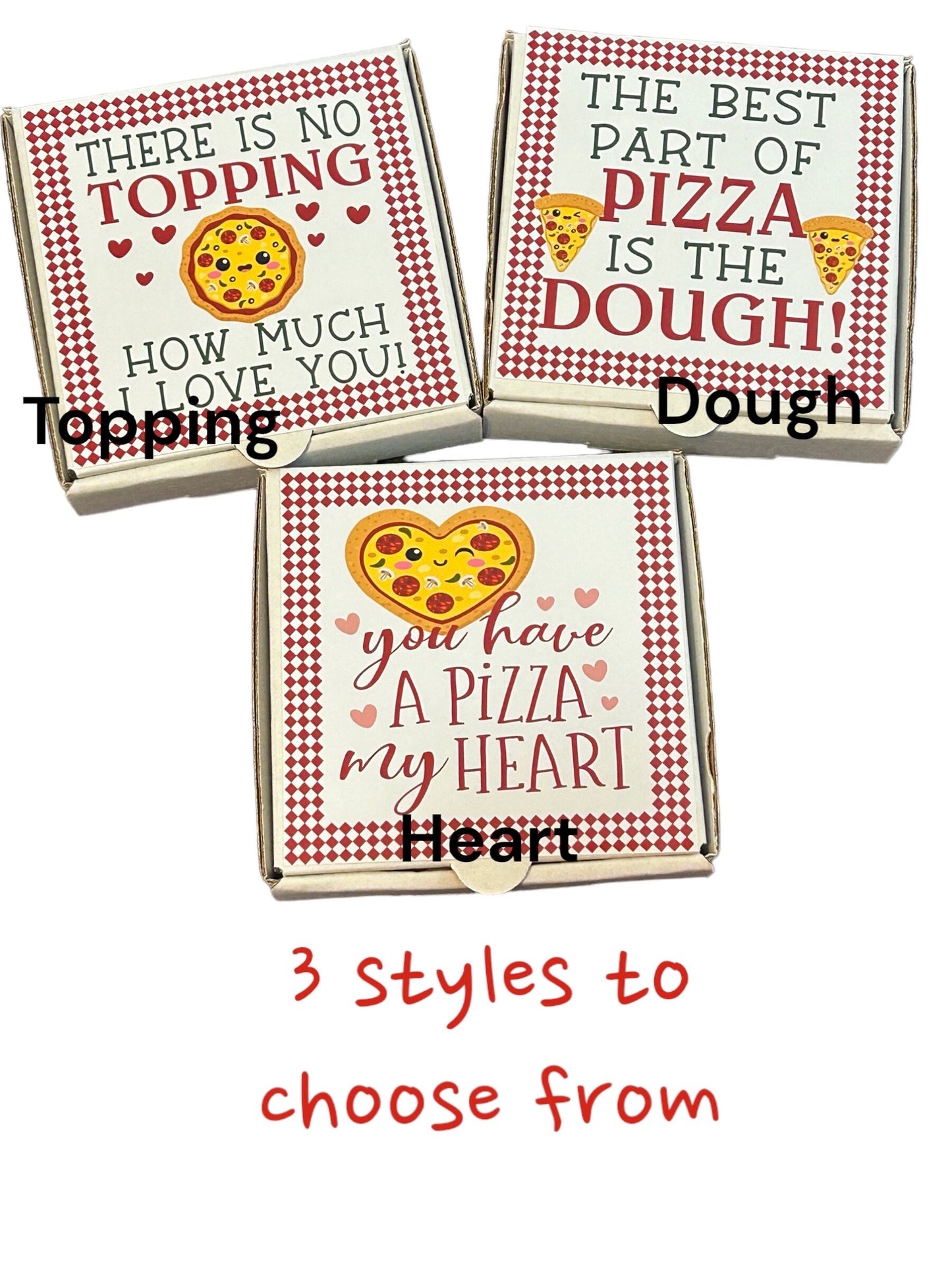 Mini pizza box gift box - fun/creative money holder. Christmas money gift, pizza cookie box, money card, dough, pizza my heart,