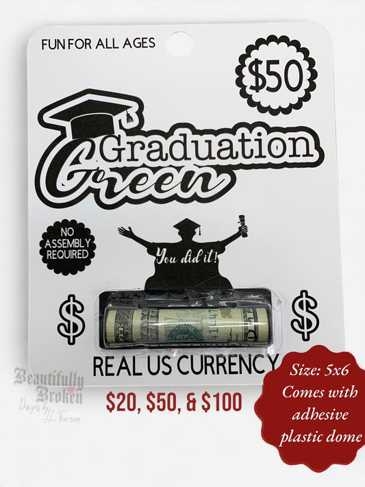 Graduation Green - fun/creative money holder graduation gift. Money not included. Available in 20, 50, and 100