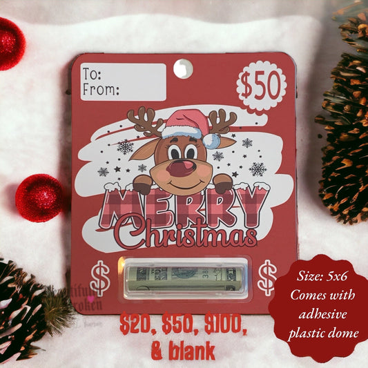 Christmas cash - reindeer, fun/creative money holder Christmas gift. Money not included. Available in 20, 50, 100, or blank- money card