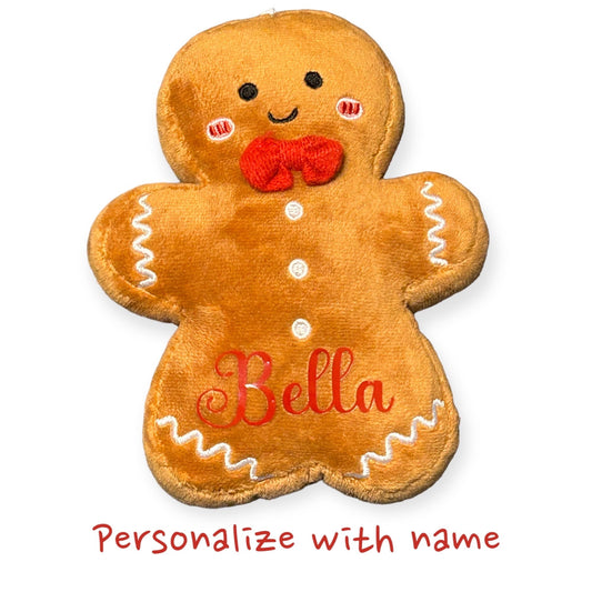 Personalized Gingerbread man- plush gift, name, holiday, pillow, Christmas gift,