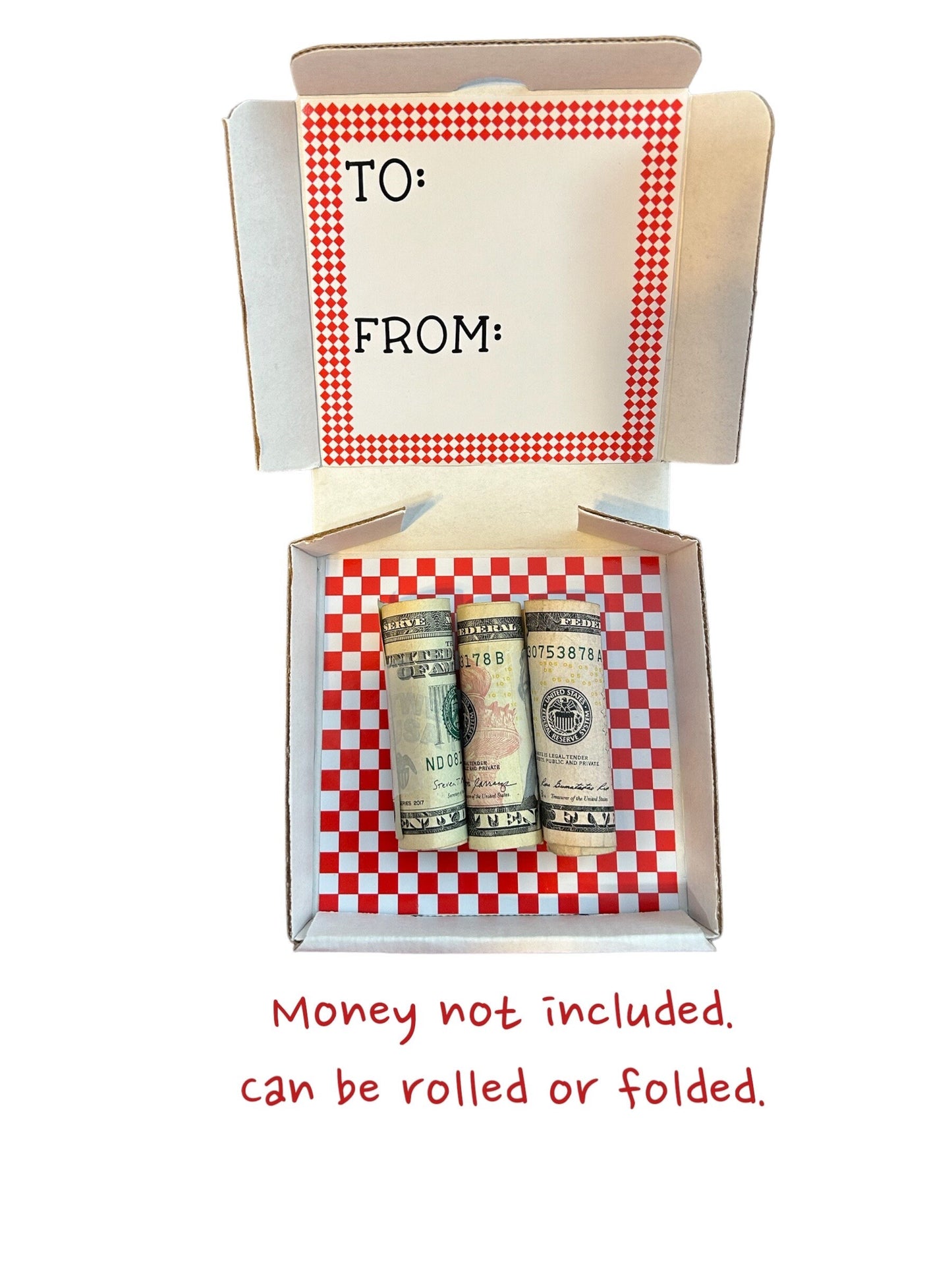 Ho, ho, ho, have some dough - fun/creative money holder gift.  Money not included. Christmas money gift, Santa, gnome, pizza box, money card