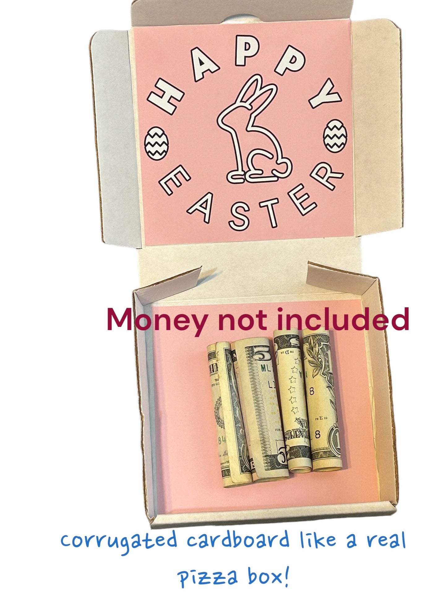 Easter money mini pizza box, Easter Dough, Cottontail Station Delivery, fun/creative money holder Easter gift. Money not included.