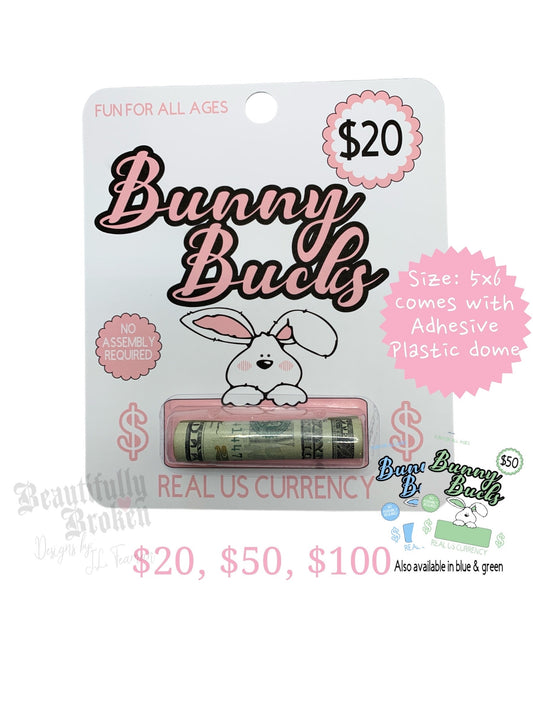 Bunny Bucks - fun/creative money holder Easter gift. Money not included. Available in 20, 50, and 100 - money card