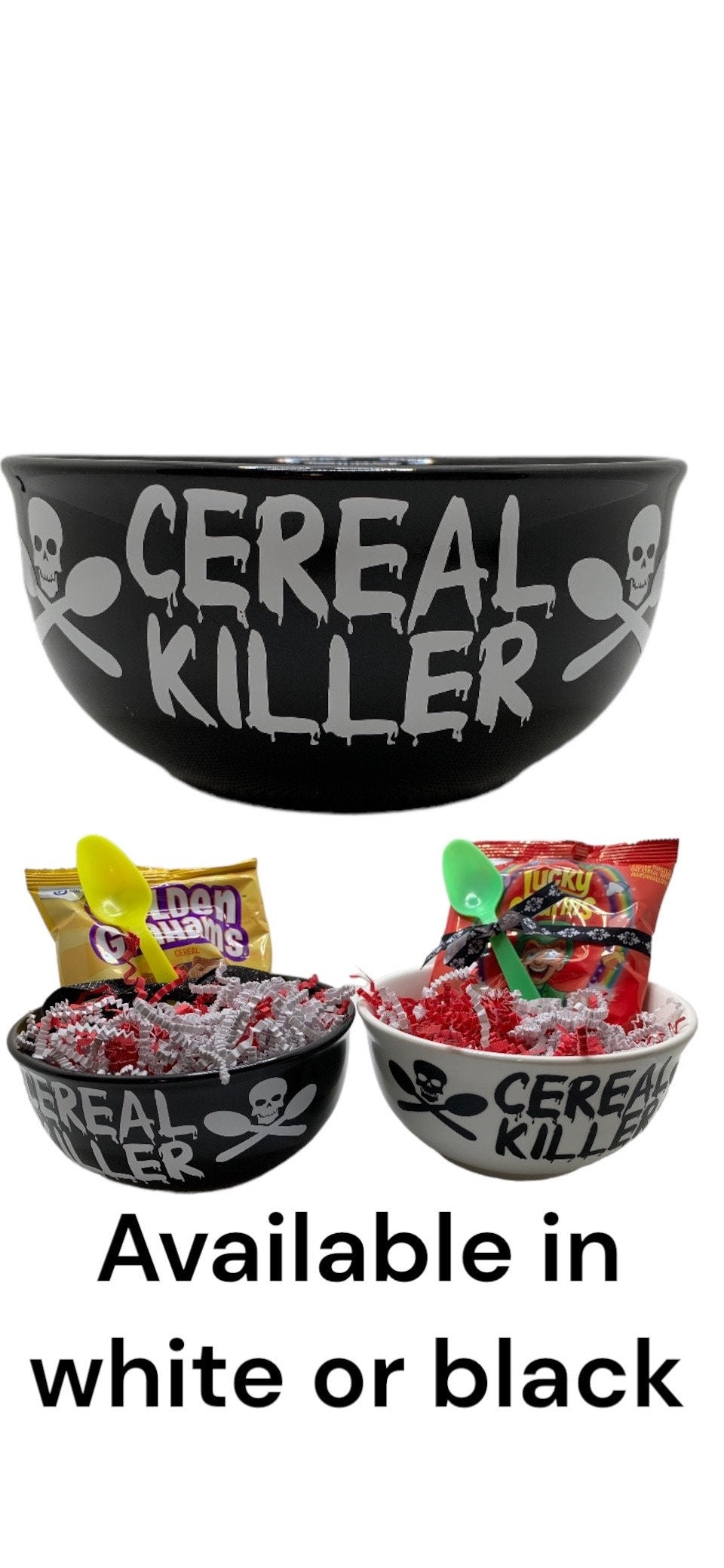 Cereal Killer gift set with bowl, spoon, and cereal! Perfect for Halloween,  horror movie lover or  true crime fan!