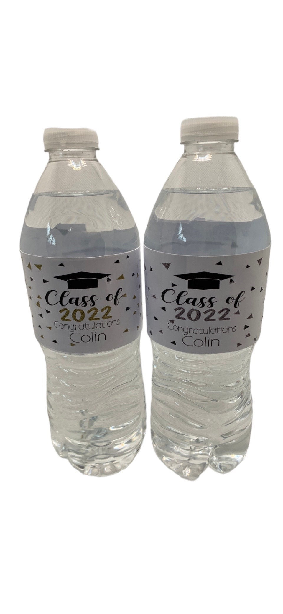 Personalized graduation party water bottle labels - class of 2023/2024 - two colors to choose from