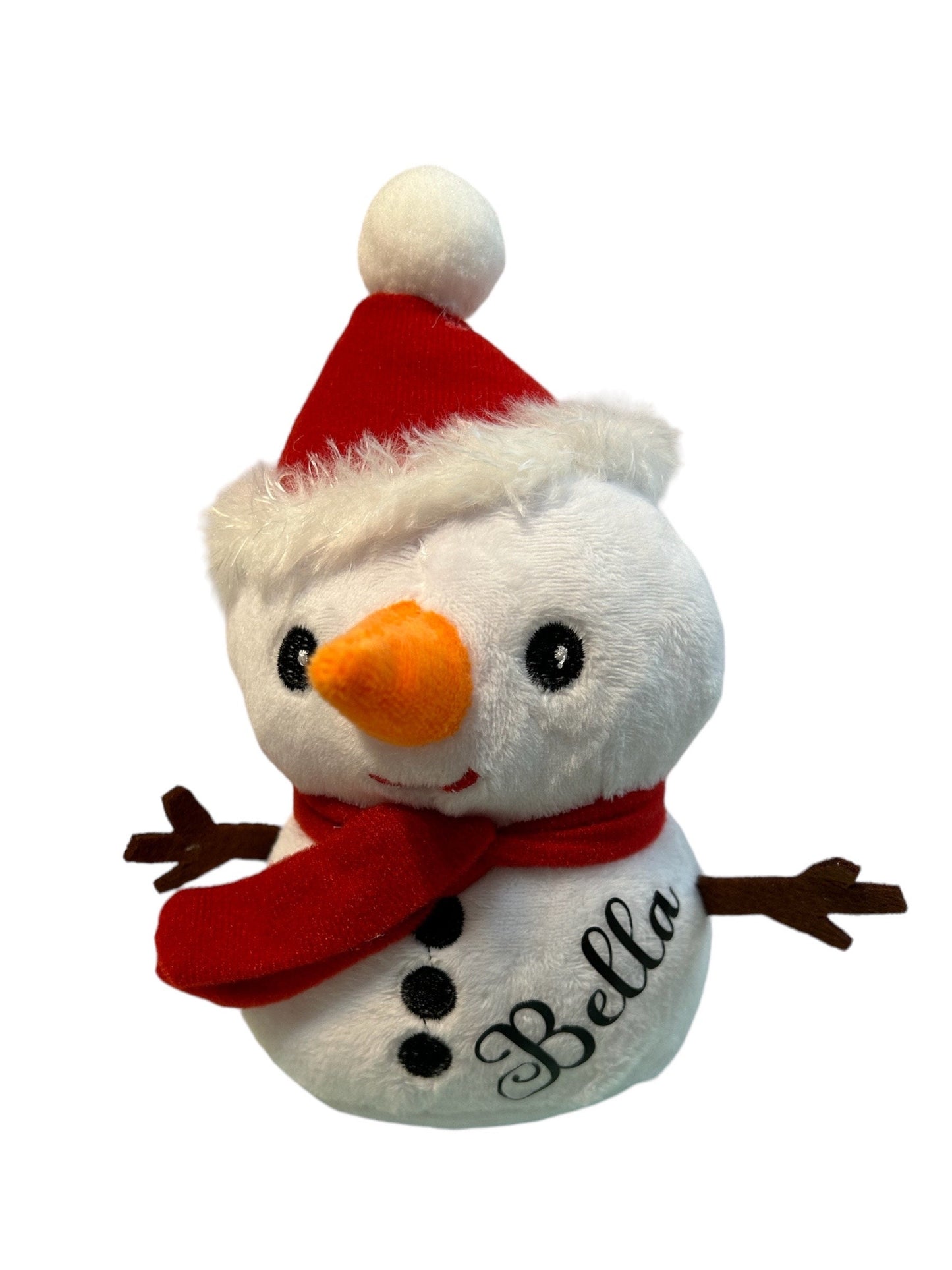 Personalized stuffed snowman- plush gift, name and year, holiday, Christmas gift, baby gift, Christmas Eve box gift