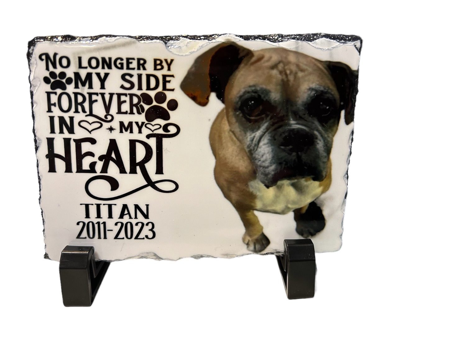 Custom Pet memorial photo slate tiles with stands, two sizes, several options, personalized, pet loss gift, dog memorial gift, pet sympathy