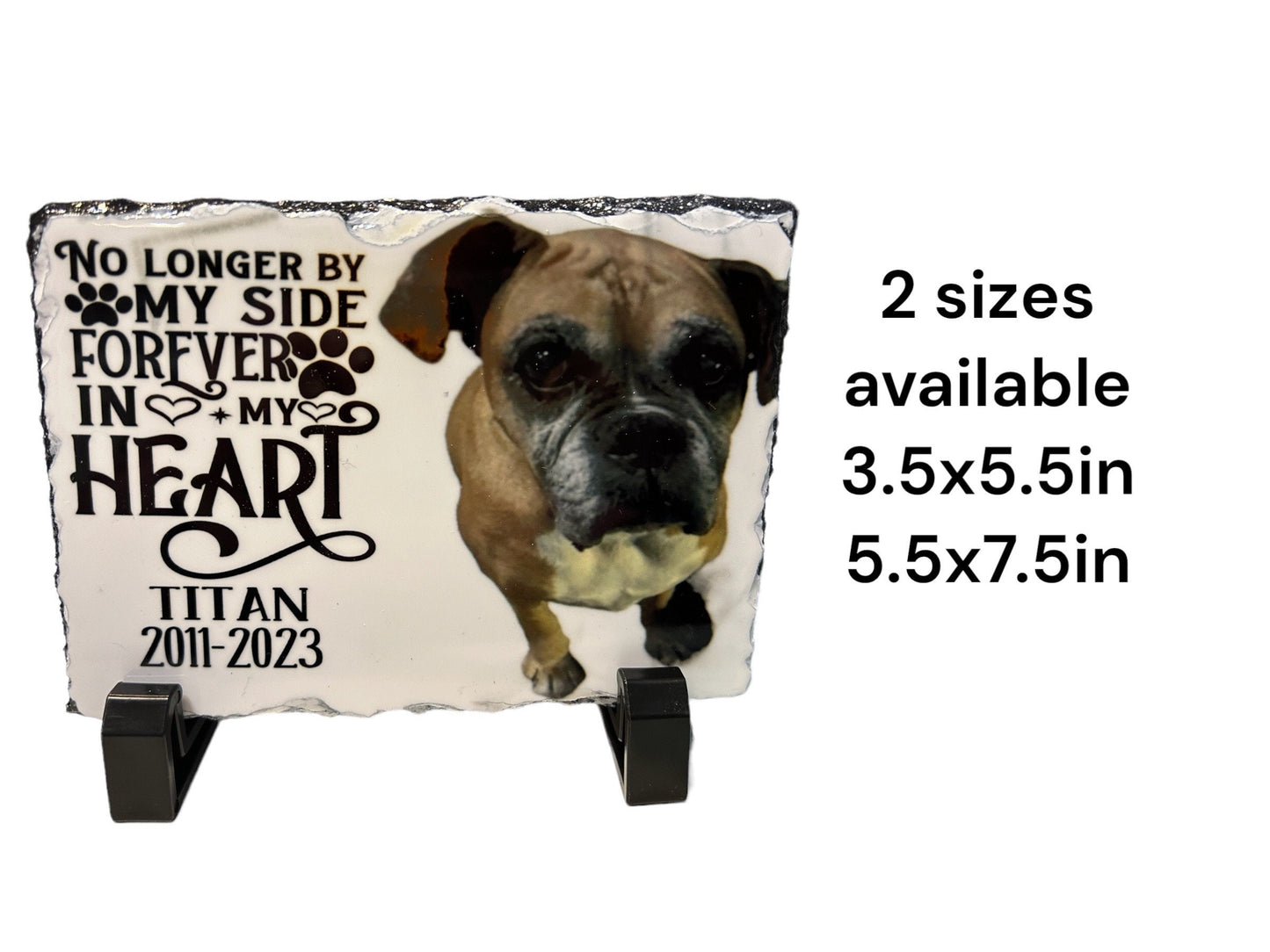 Custom Pet memorial photo slate tiles with stands, two sizes, several options, personalized, pet loss gift, dog memorial gift, pet sympathy