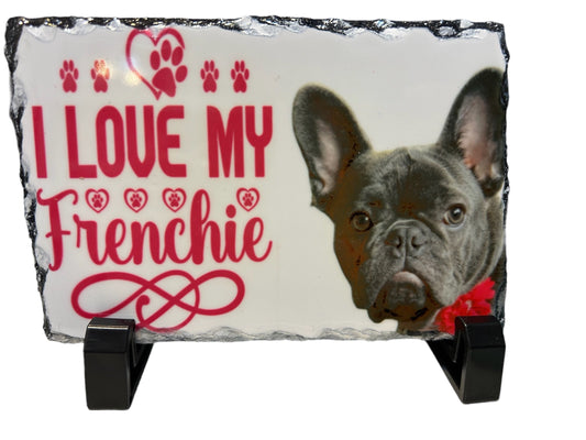 Custom Pet lover photo slate tiles with stands, two sizes, several options, personalized with pet photo, frenchie lover, dog mom, dog parent