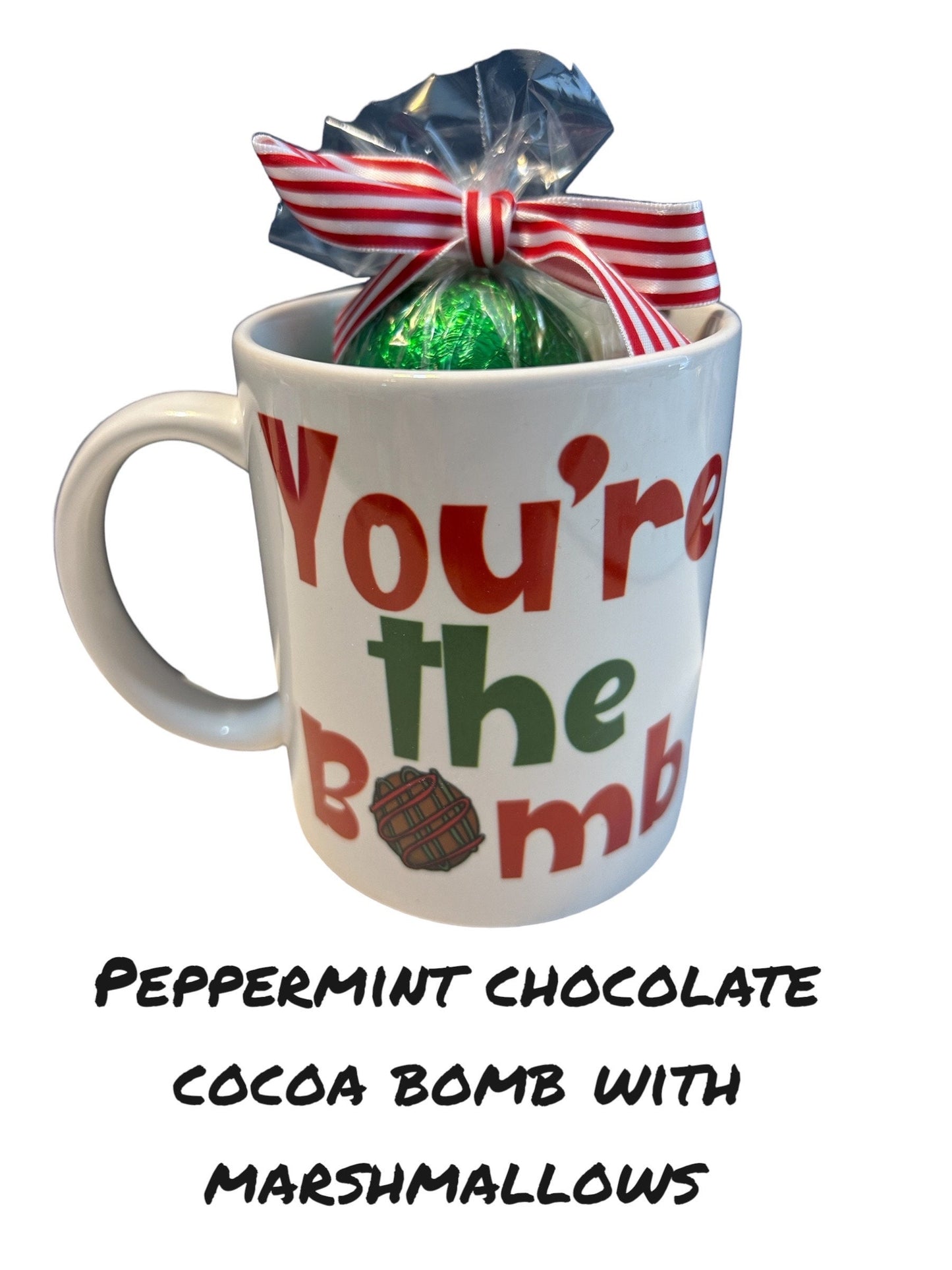 You’re the Bomb mug gift set. 3 flavor bombs to choose from. Choose from mug only or mug with cocoa bomb- Christmas gift